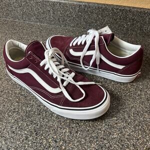 Vans Old Skool Men's Size 10 Burgundy Suede Canvas sneaker Shoes Lace Up Low Top